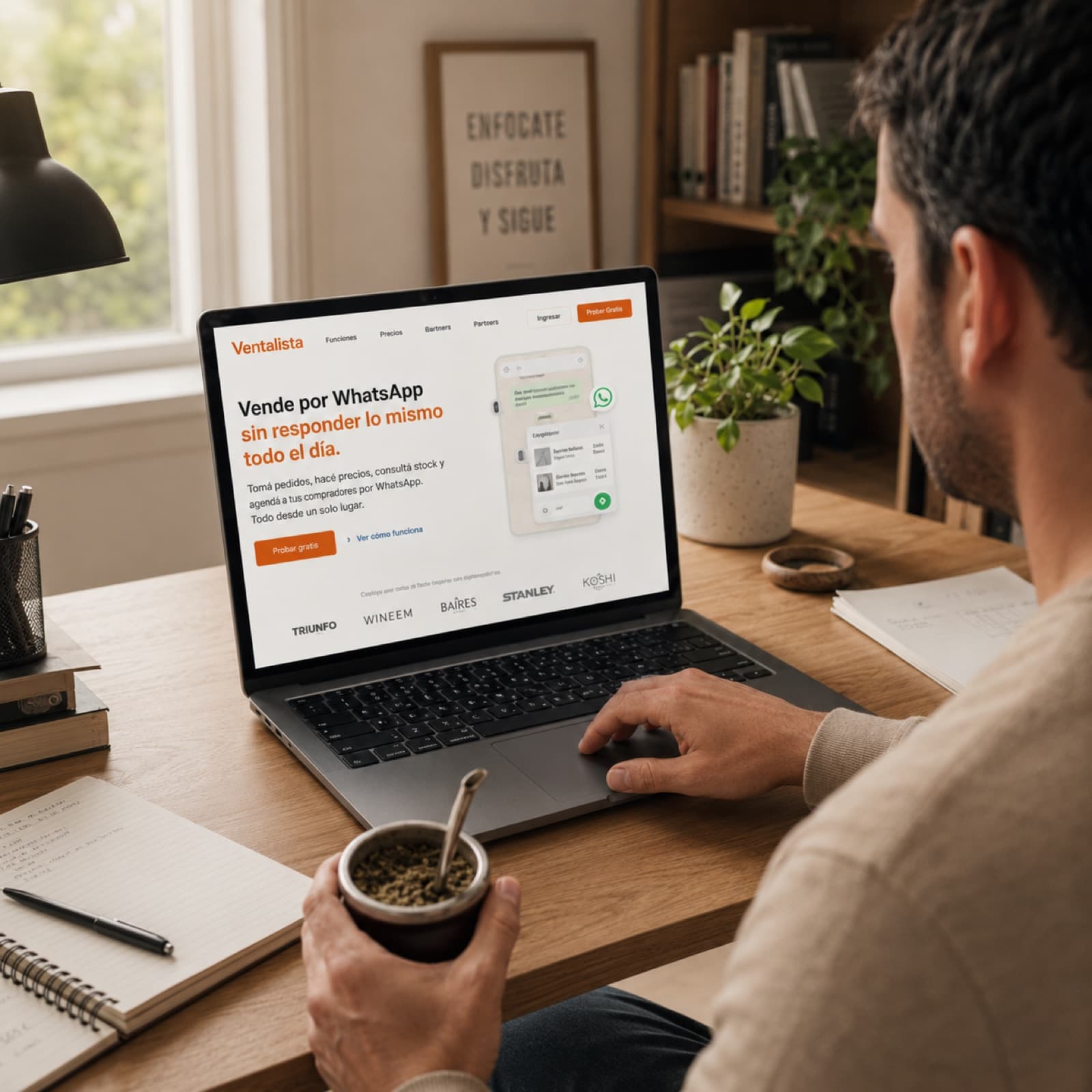 Persona utilizando Ventalista en su computadora
