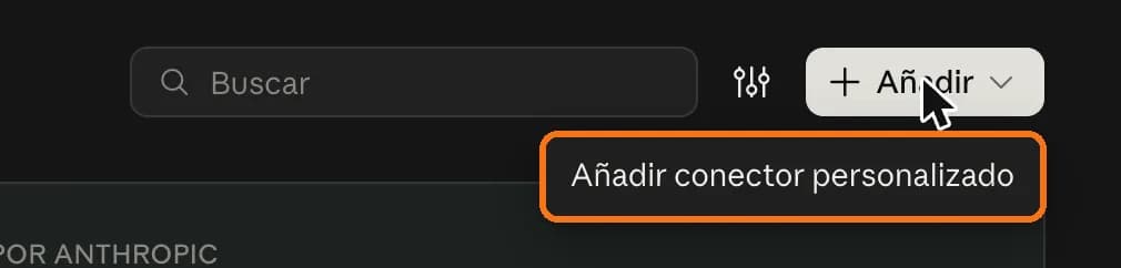 Opción Añadir conector personalizado